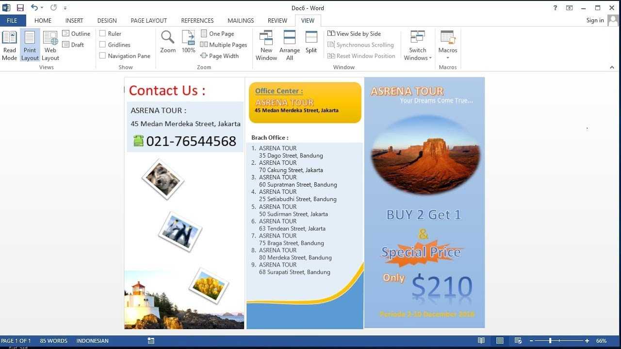 Microsoft Word Tutorial How To Make Your Own A Tri Fold Brochure In MS  Word 10 Within Word 2013 Brochure Template