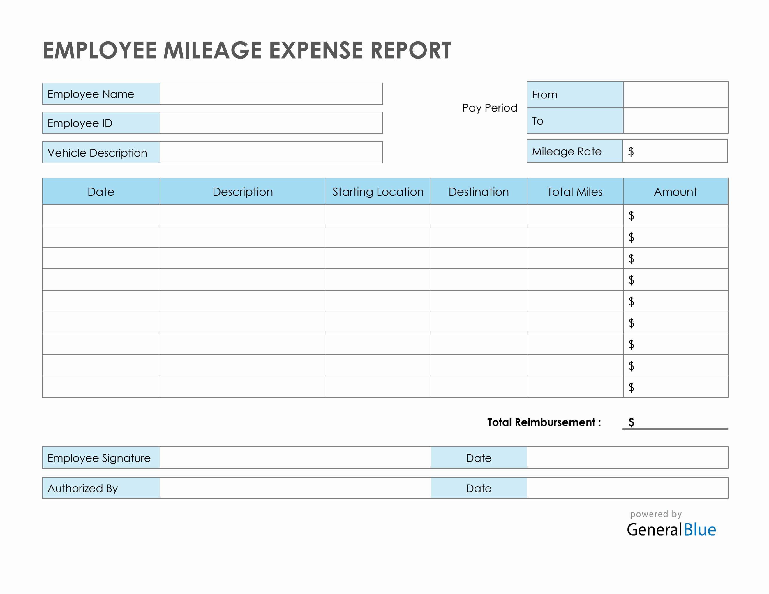 Mileage Expense Templates