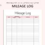 Mileage Log Printable Vehicle Miles Travelled Tracker – Etsy  With Mileage Report Template