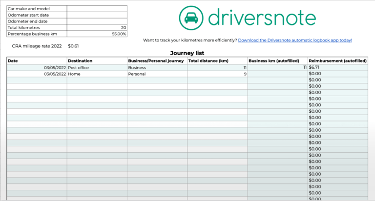 Mileage Log Template 10 Free Excel And PDF Template With Download