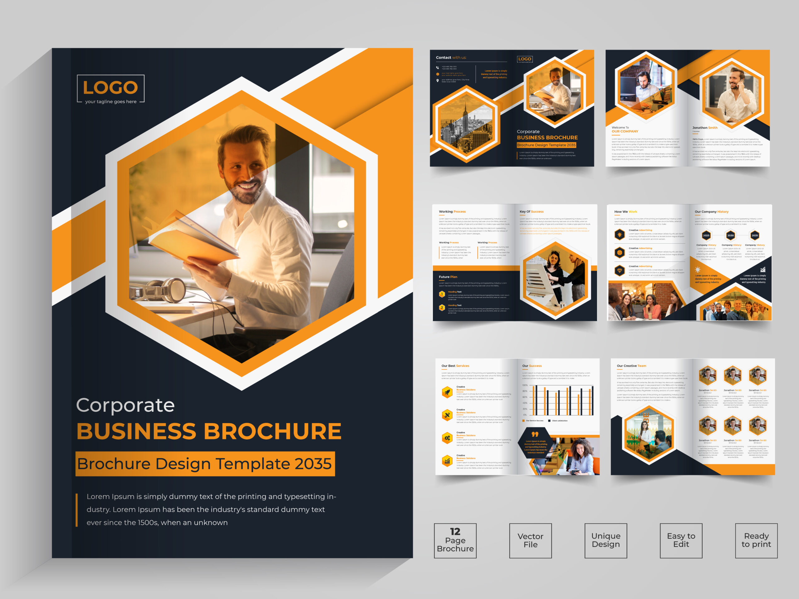 Minimal & Clean 10 Page Brochure Design Throughout 12 Page Brochure Template