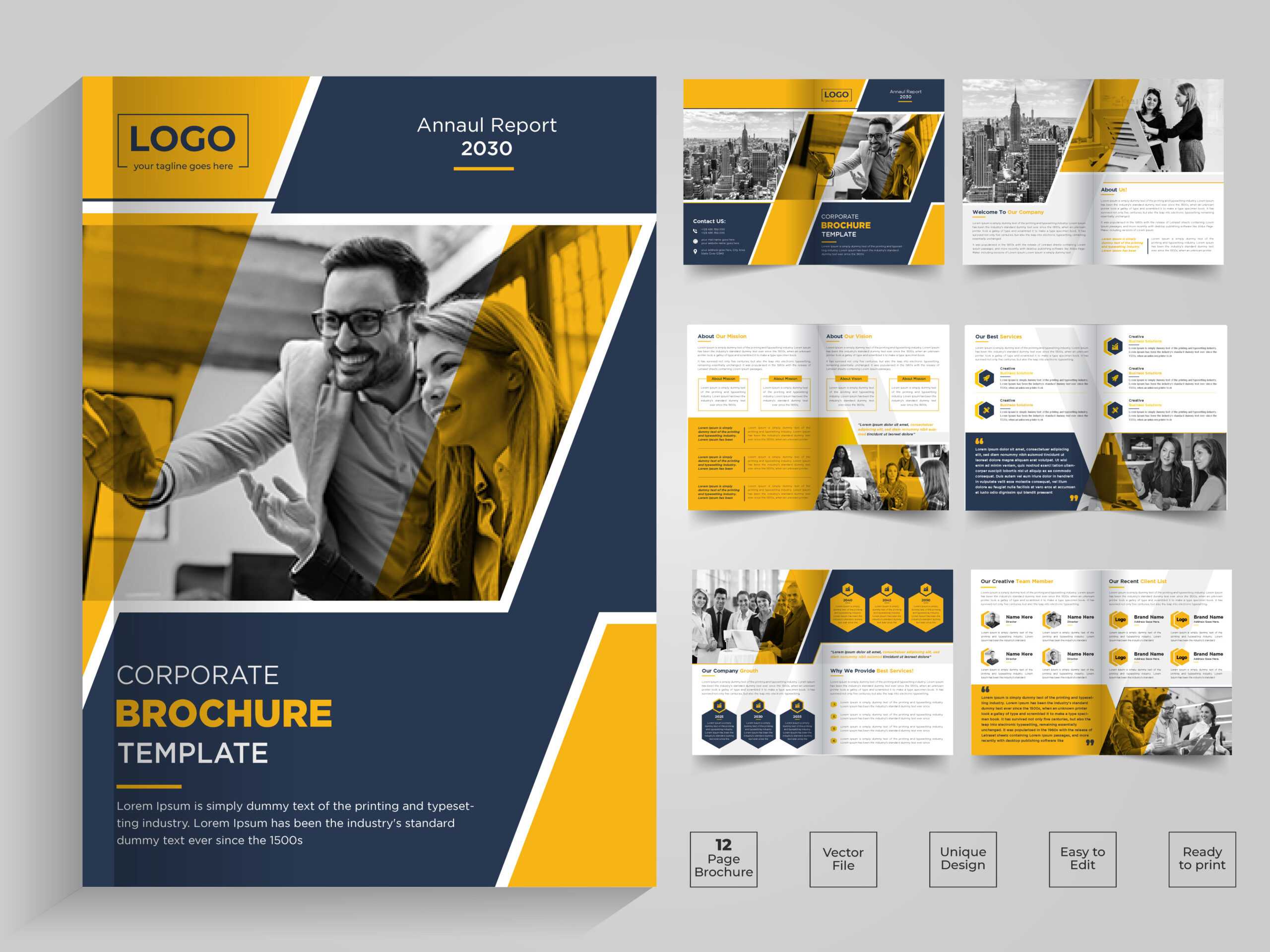 Minimal & Clean 10 Page Brochure Design Throughout 12 Page Brochure Template