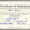 Minister Ordination Certificate Template Printable Throughout Free Ordination Certificate Template