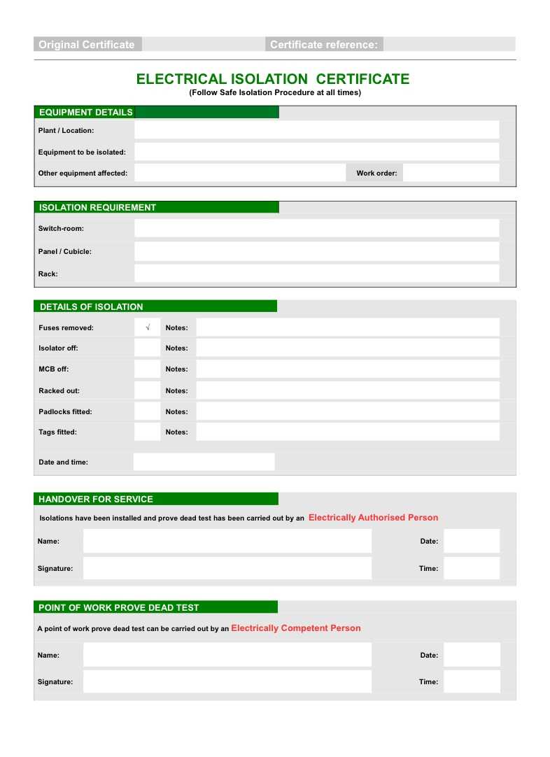 Minor Electrical Installation Works Certificate – Notability Gallery Inside Electrical Isolation Certificate Template