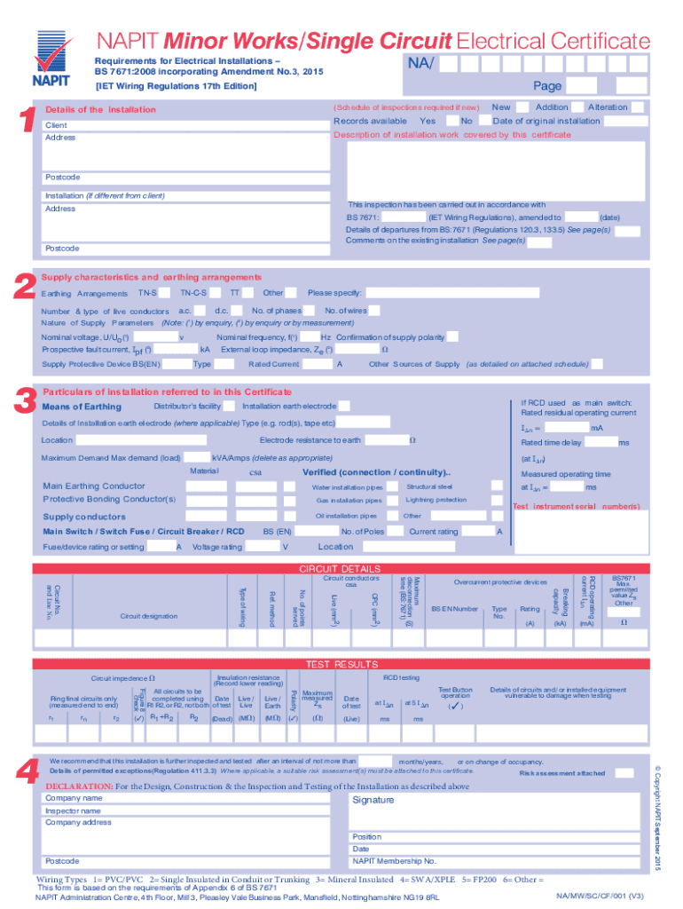 Minor Works Certificate Pdf - Fill Online, Printable, Fillable  Regarding Minor Electrical Installation Works Certificate Template