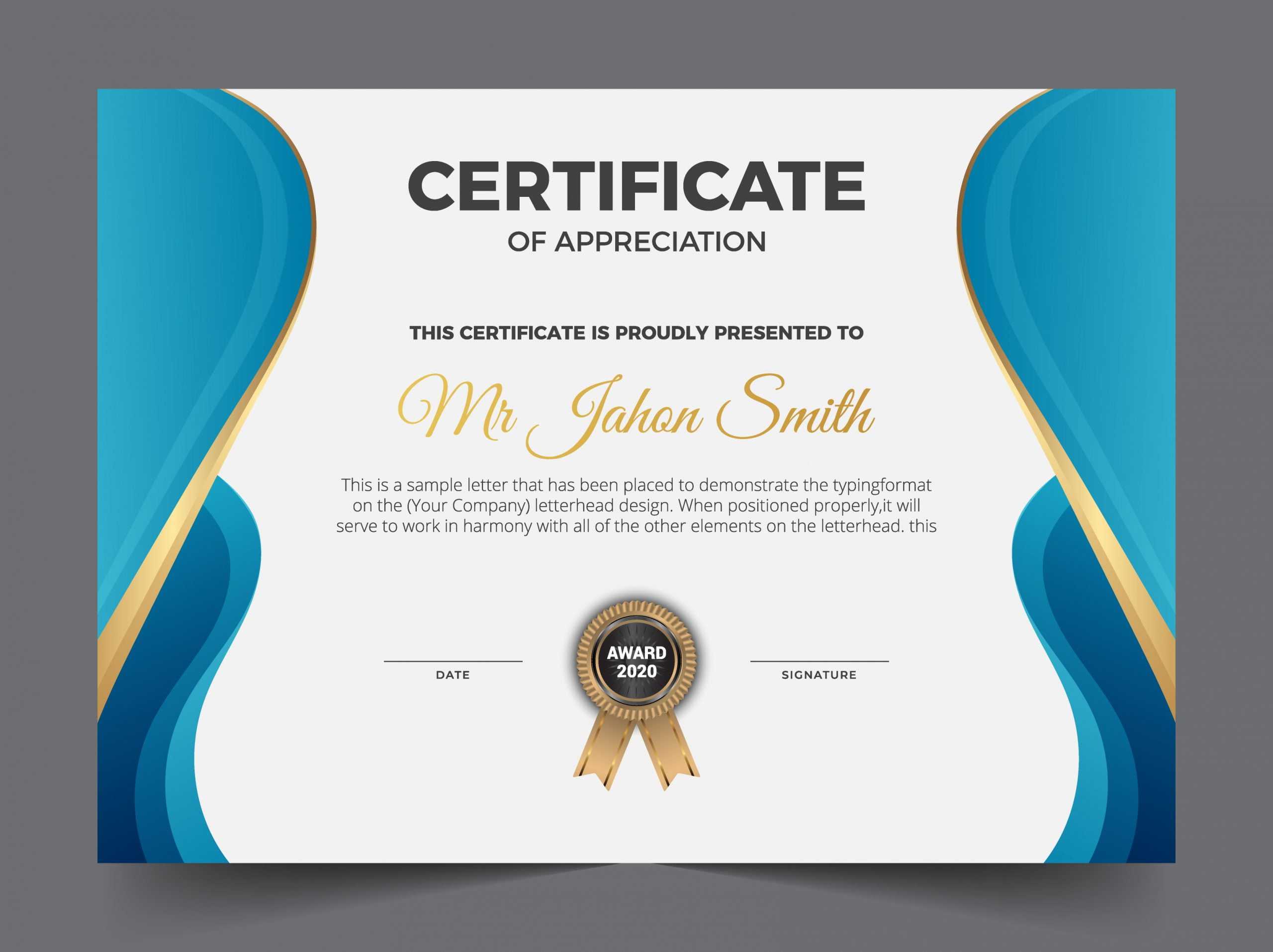 Modern Certificate Award Template Design Vector Illustration  With Regard To Award Certificate Design Template