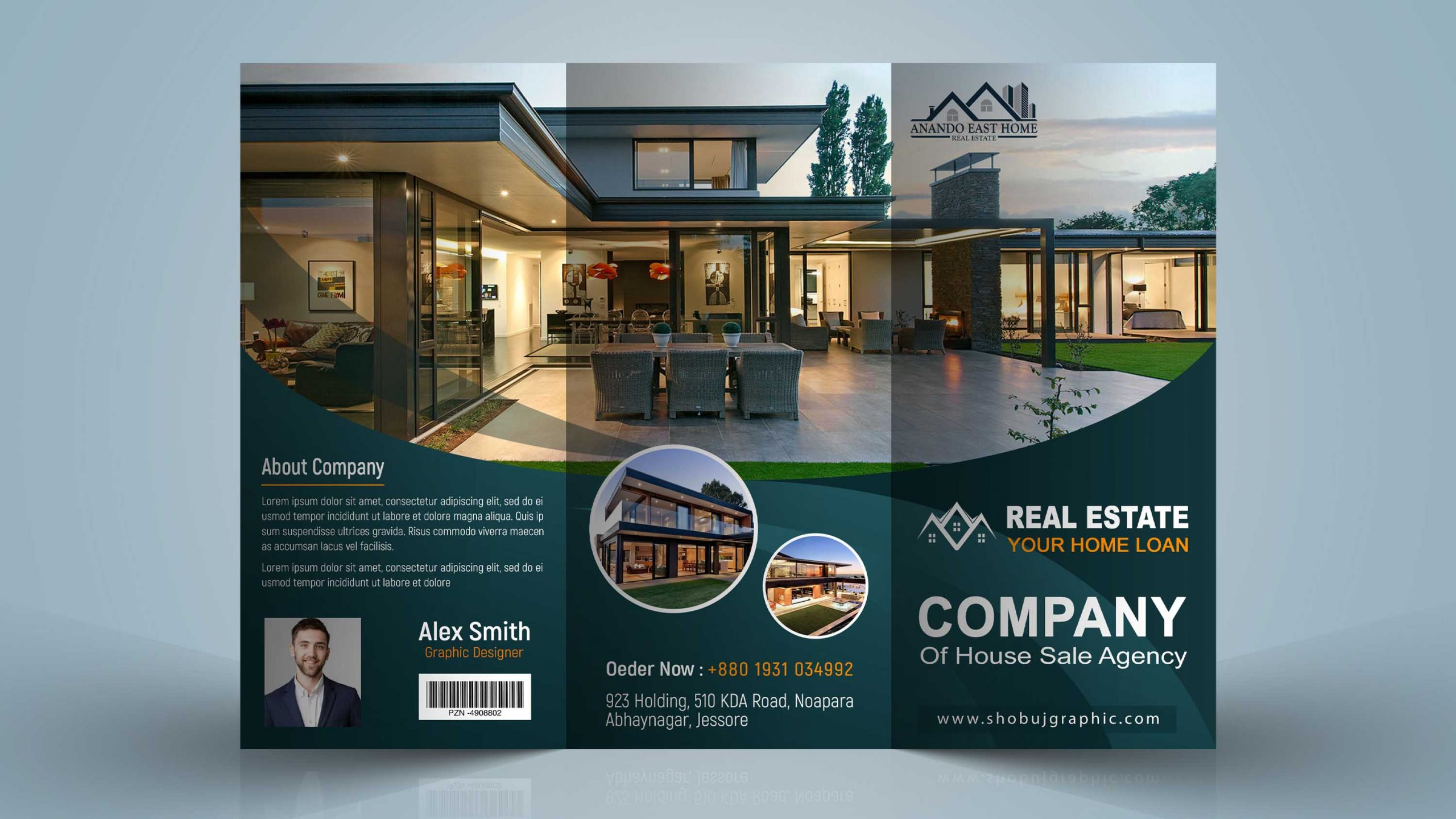 Modern Real Estate Tri Fold Brochure Design Template Free psd  For Real Estate Brochure Templates Psd Free Download
