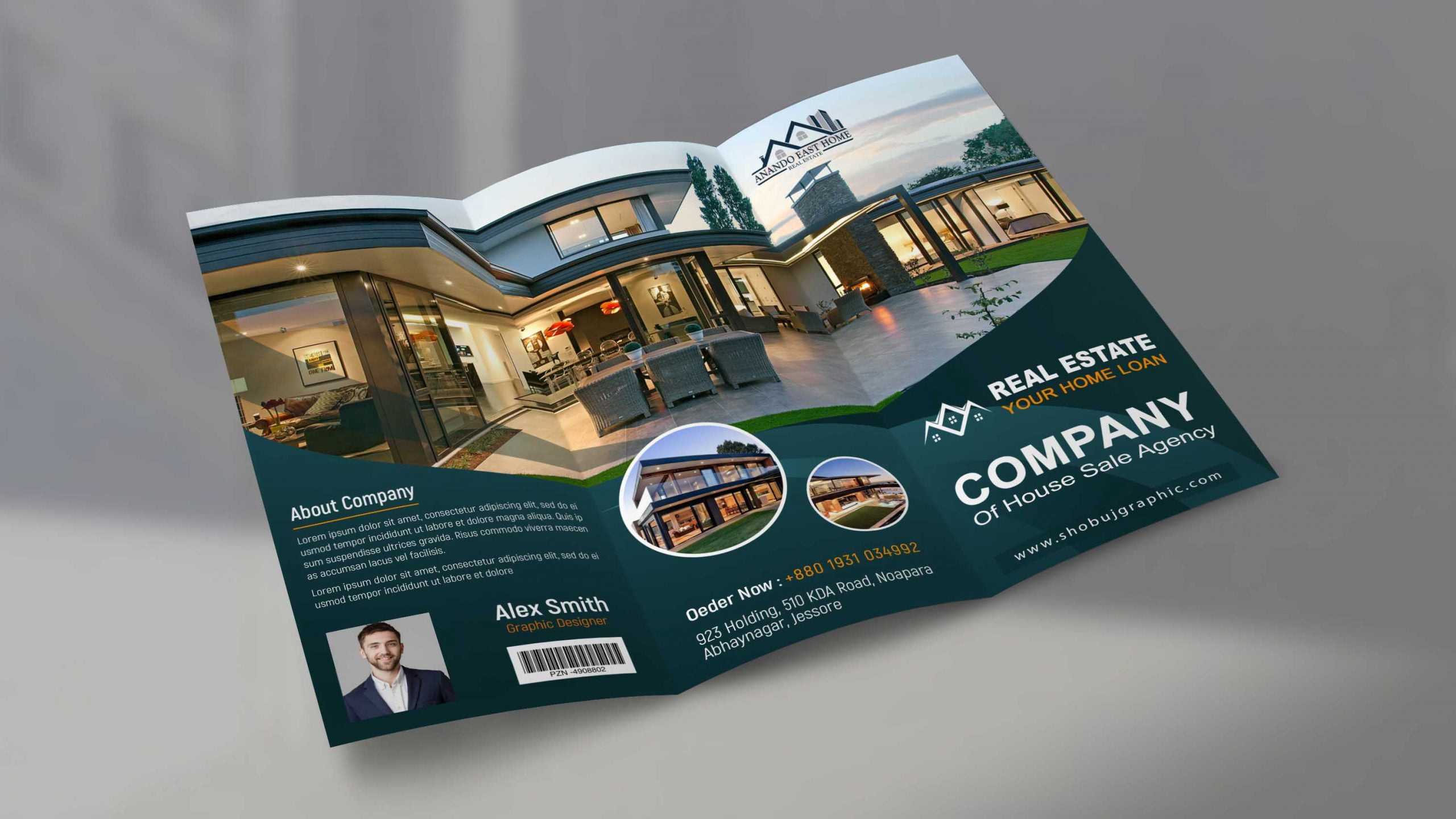 Modern Real Estate Tri Fold Brochure Design Template Free Psd  Pertaining To Real Estate Brochure Templates Psd Free Download