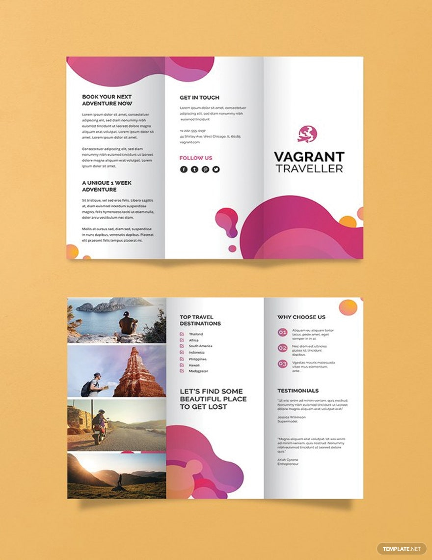 Modern Travel Brochure Template – Illustrator, InDesign, Word  In Word Travel Brochure Template