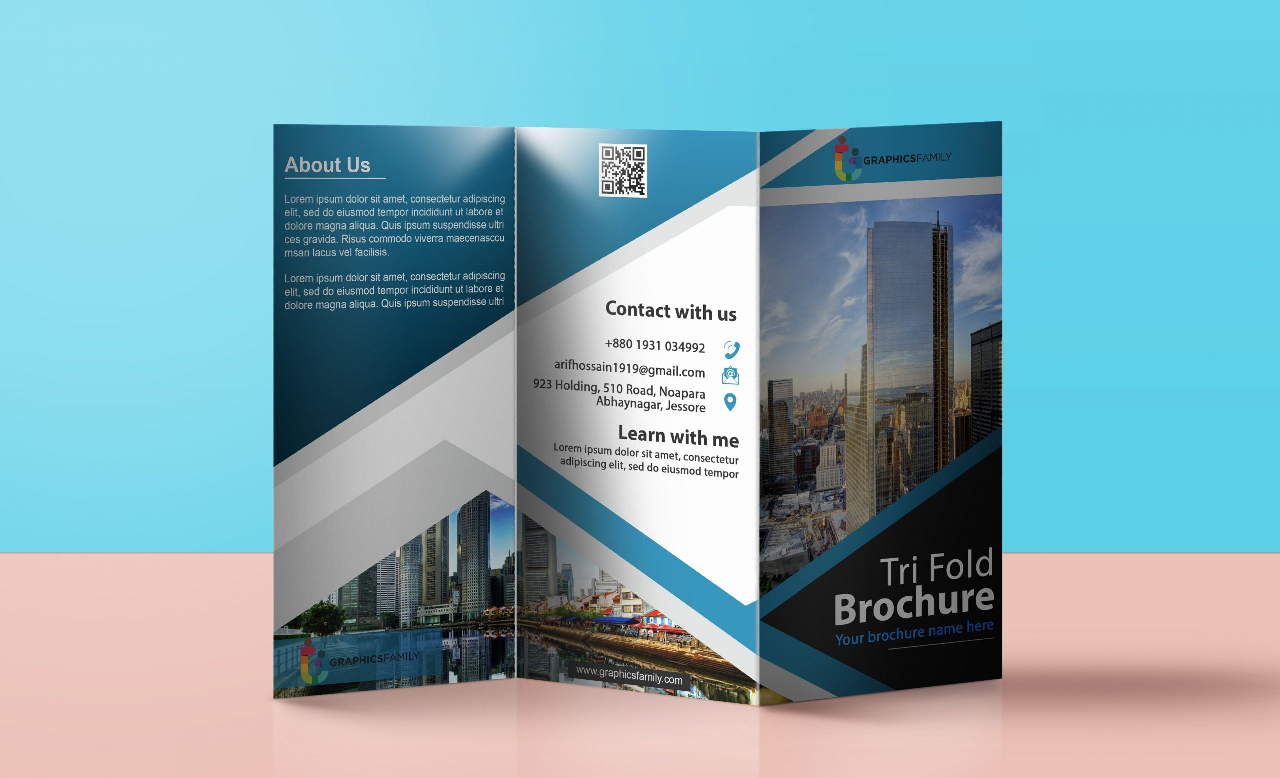 Modern Tri-Fold Brochure Design Template with Flat Style  Within Open Office Brochure Template