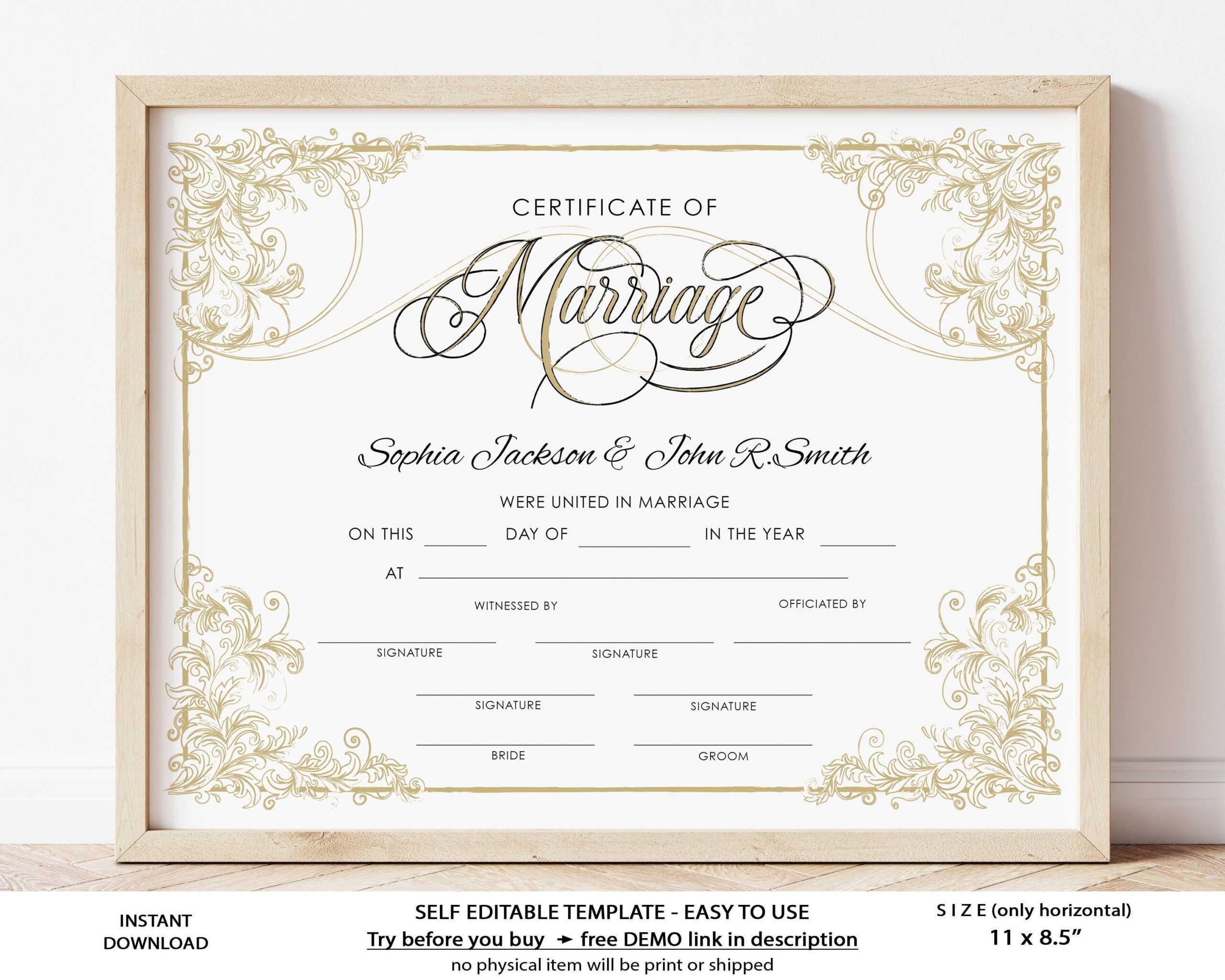Modern Wedding Certificate Template Editable Printable - Etsy In Blank Marriage Certificate Template Modern Wedding Certificate Template Editable Printable - Etsy In Blank Marriage Certificate Template