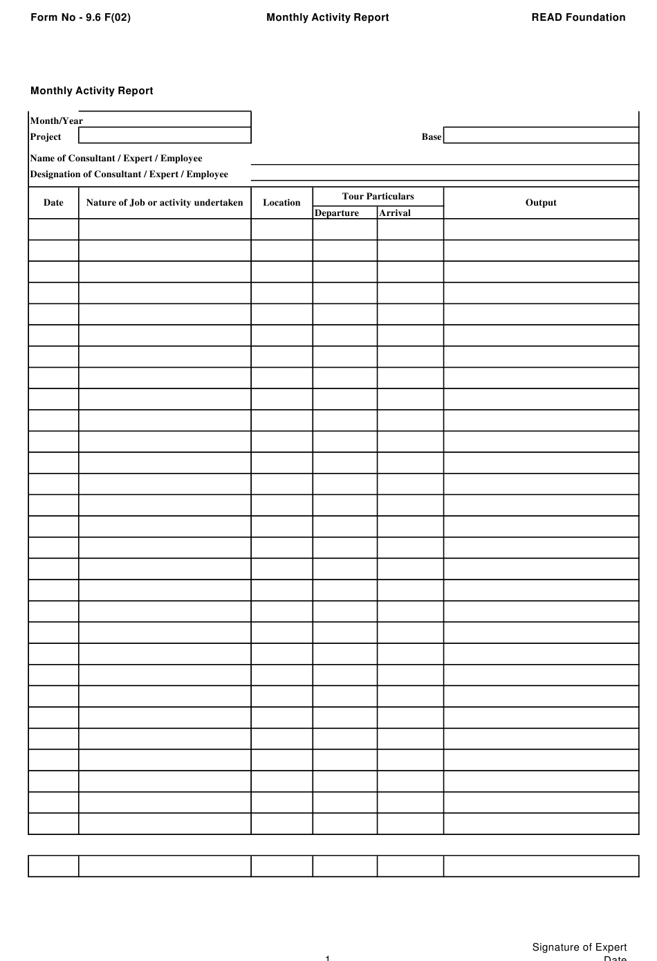 Monthly Activity Report Template Download Printable PDF