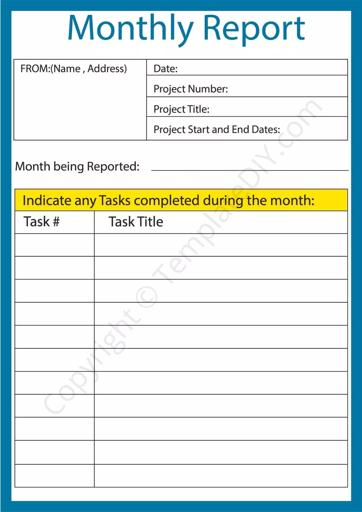 Monthly Report Template Blank Printable [PDF, Excel & Word] Inside Monthly Program Report Template