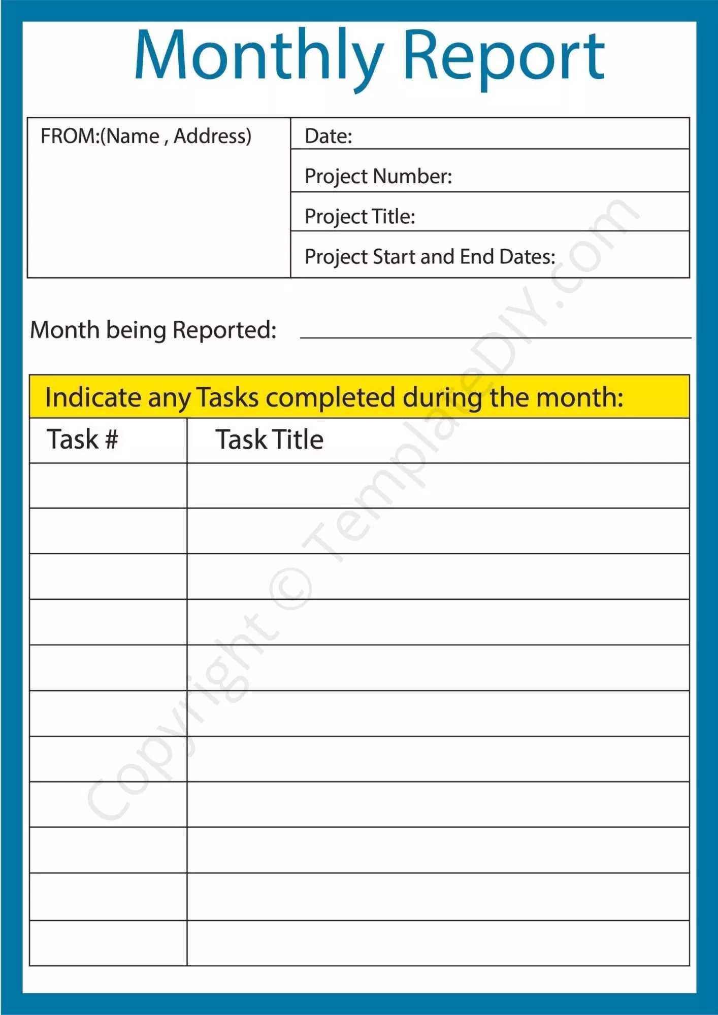 Monthly Report Template Blank Printable [PDF, Excel & Word] Throughout Month End Report Template