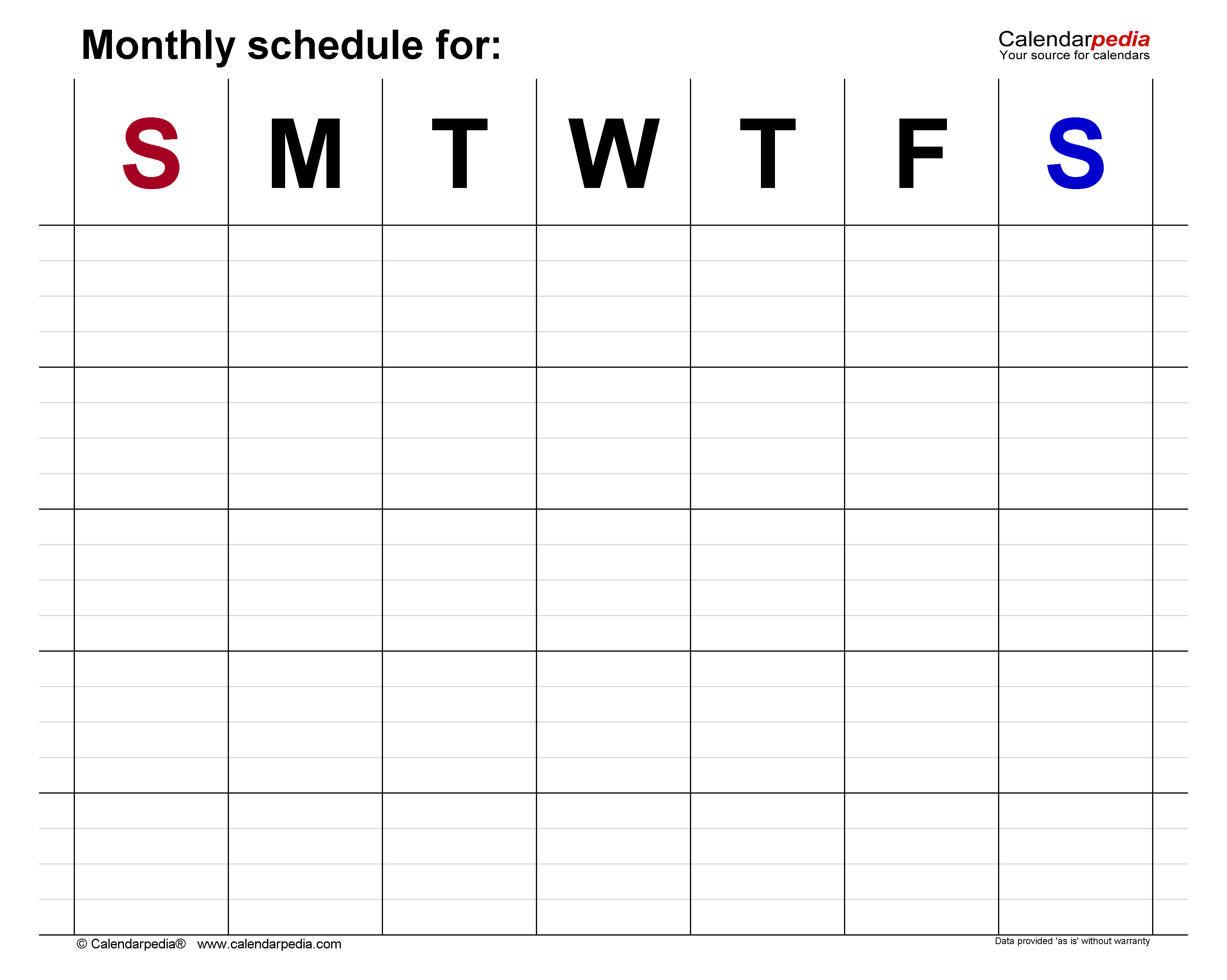 Monthly Schedule Templates For Microsoft Excel Regarding Blank Monthly Work Schedule Template