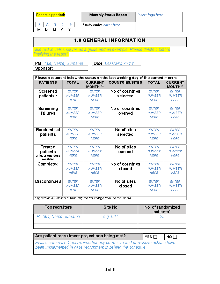 Monthly Status Report Template (10-page Word document)  Flevy Throughout Monthly Status Report Template