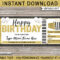 Movie Ticket Template Gift Certificate Voucher Birthday – Etsy