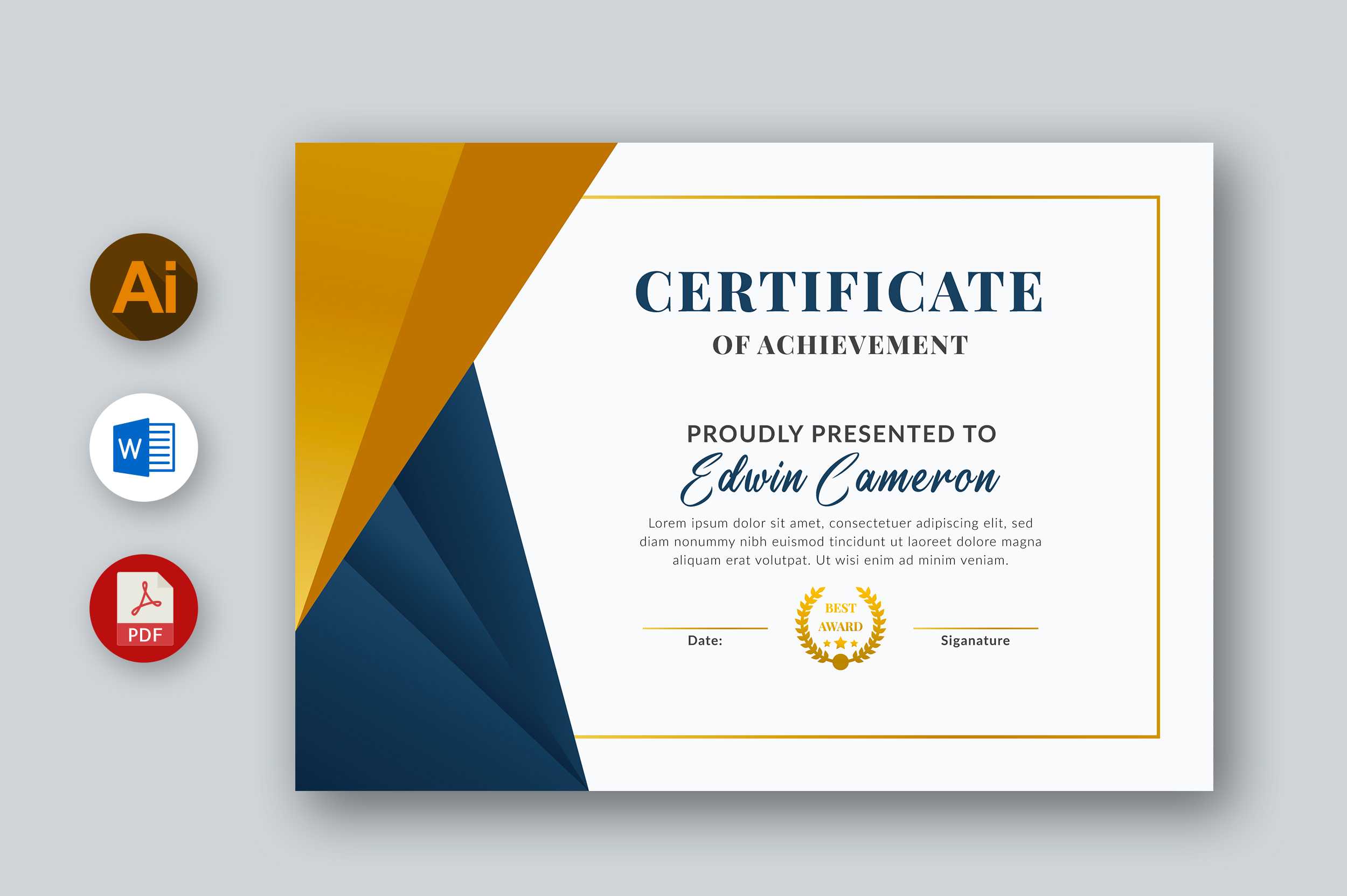 MS Word Certificate Template, Ai, PDF For Certificate Of Achievement Template Word