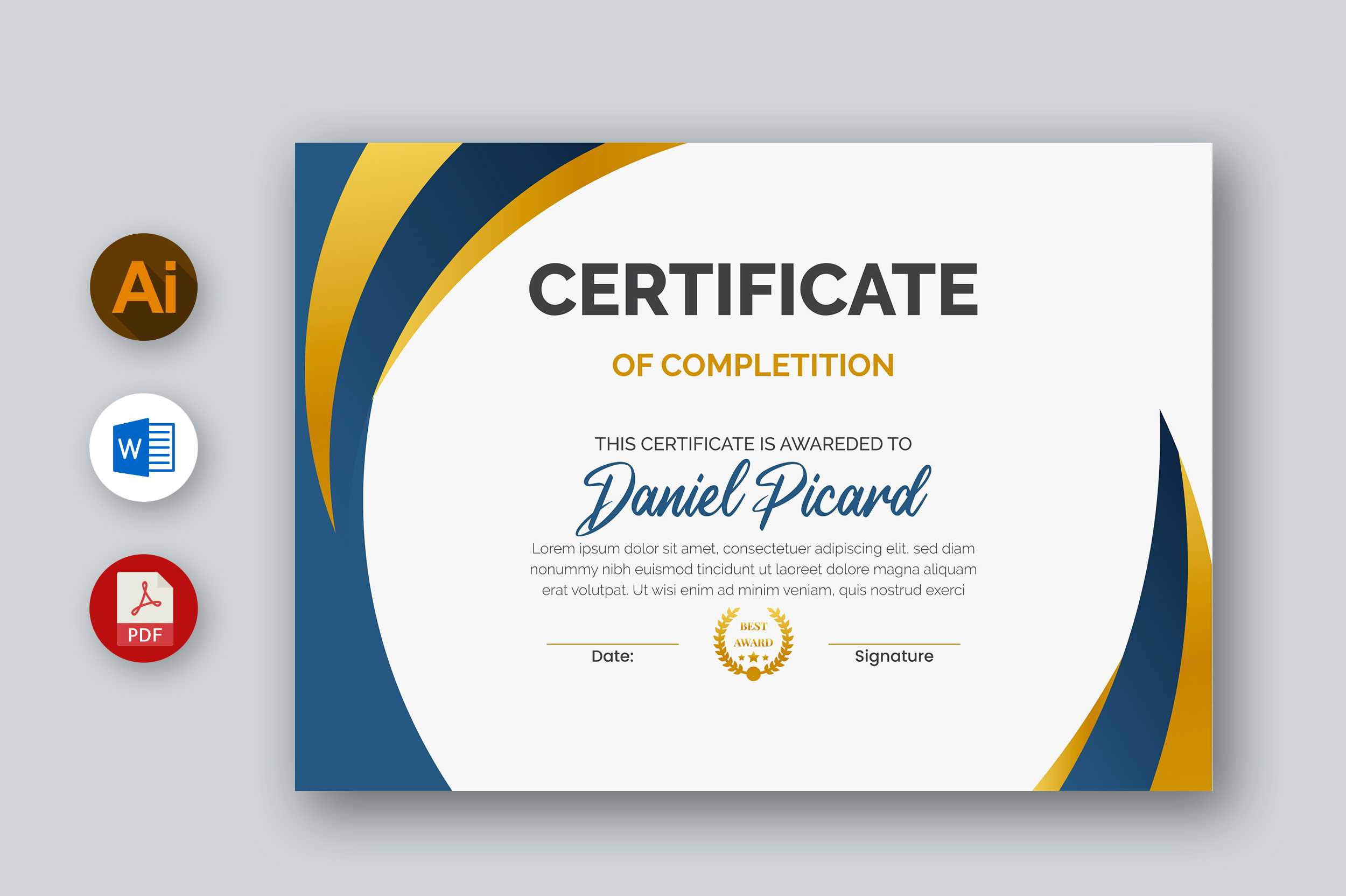 MS Word Certificate Template, Ai, PDF Within Blank Award Certificate Templates Word
