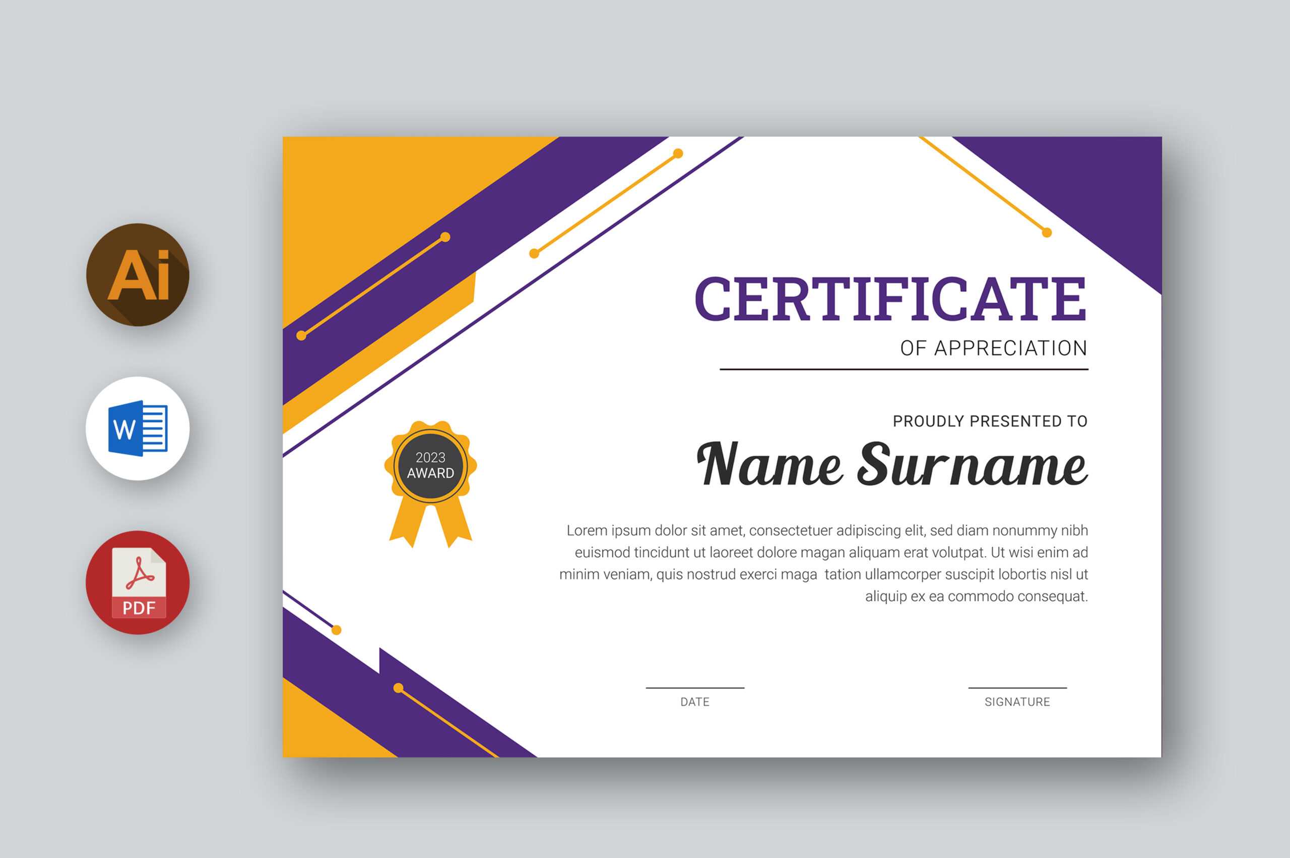 MS Word Certificate Template Grafik Von Inpixell