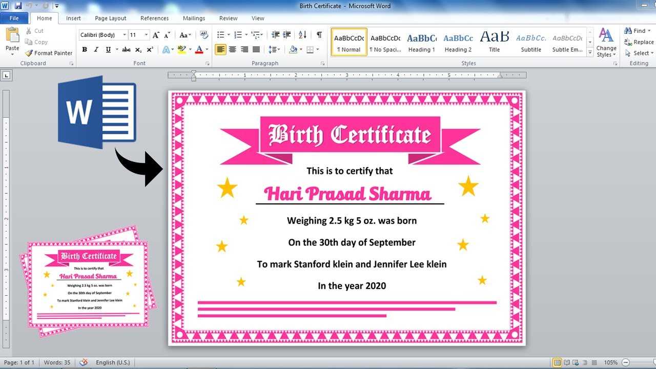 Ms Word Tutorial: Birth Certificate Design using ms word Microsoft Office Tutorial Within Birth Certificate Template For Microsoft Word Ms Word Tutorial: Birth Certificate Design using ms word Microsoft Office Tutorial Within Birth Certificate Template For Microsoft Word