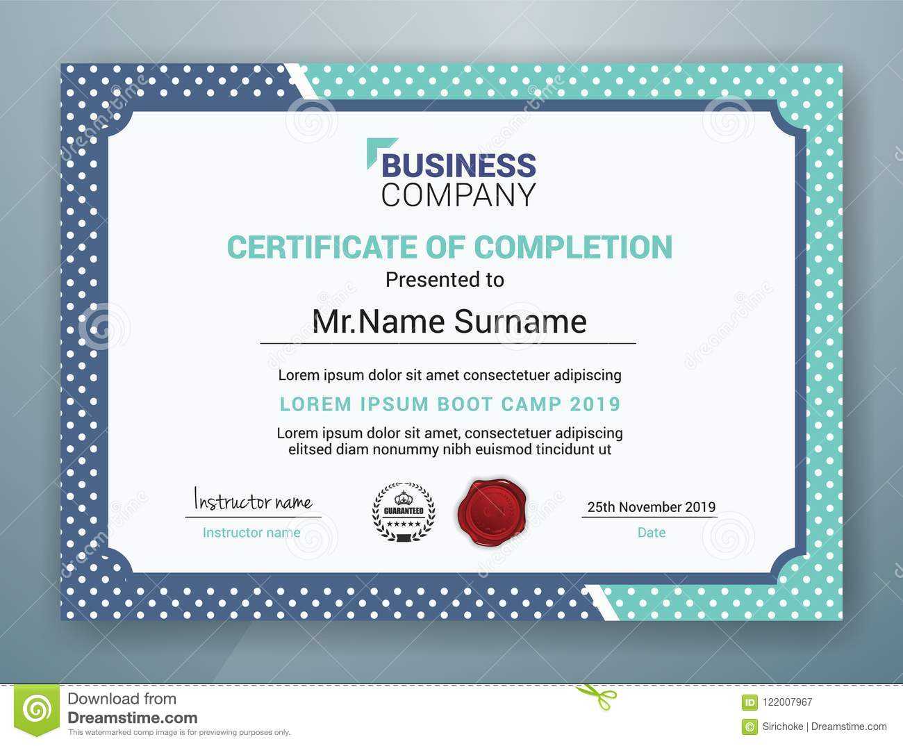 Multipurpose Professional Certificate Template Design for Print  Within Boot Camp Certificate Template