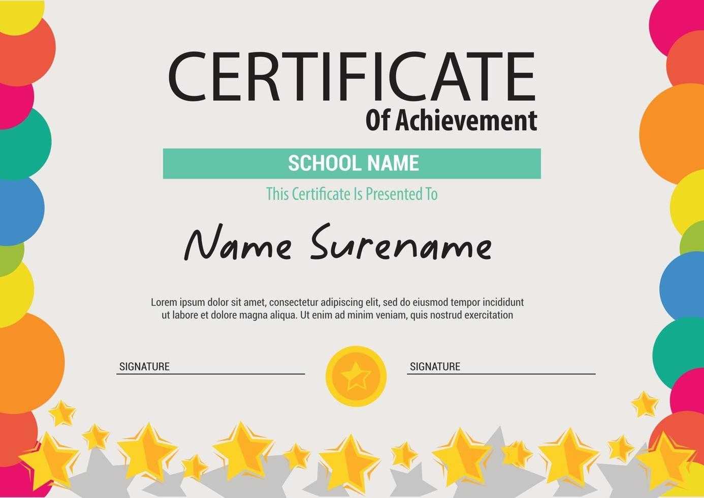 Multipurpose Professional Certificate Template Design Kids  For Certificate Of Achievement Template For Kids