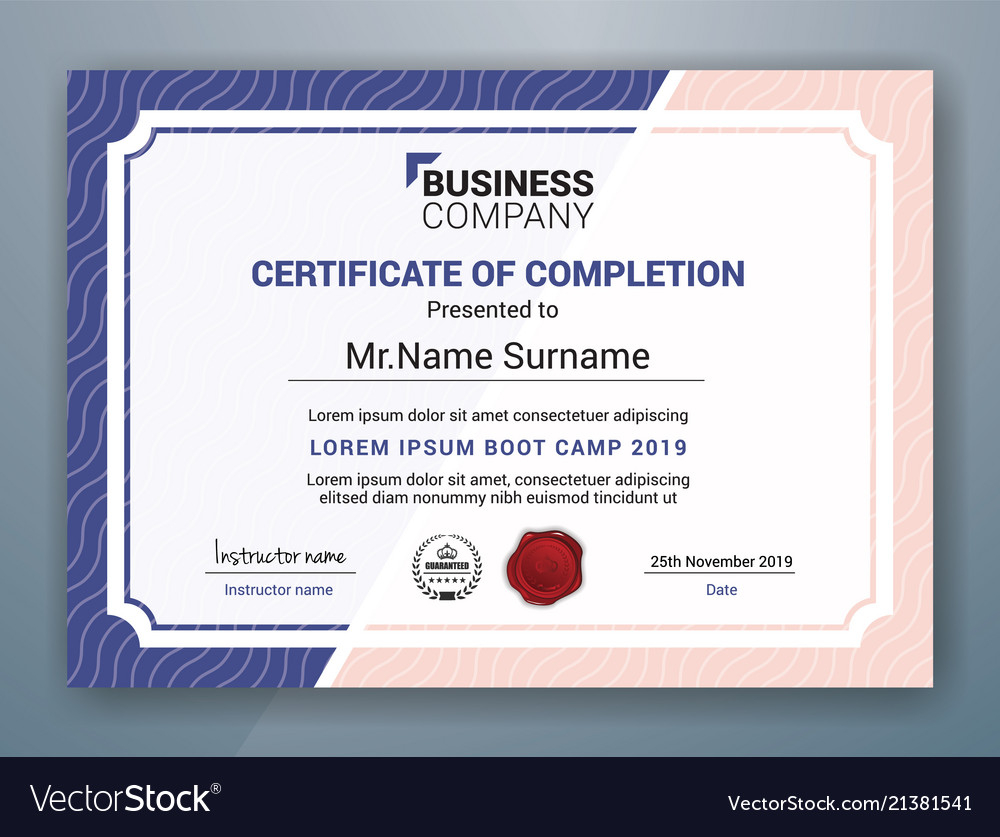 Multipurpose Professional Certificate Template Vector Image Intended For Boot Camp Certificate Template