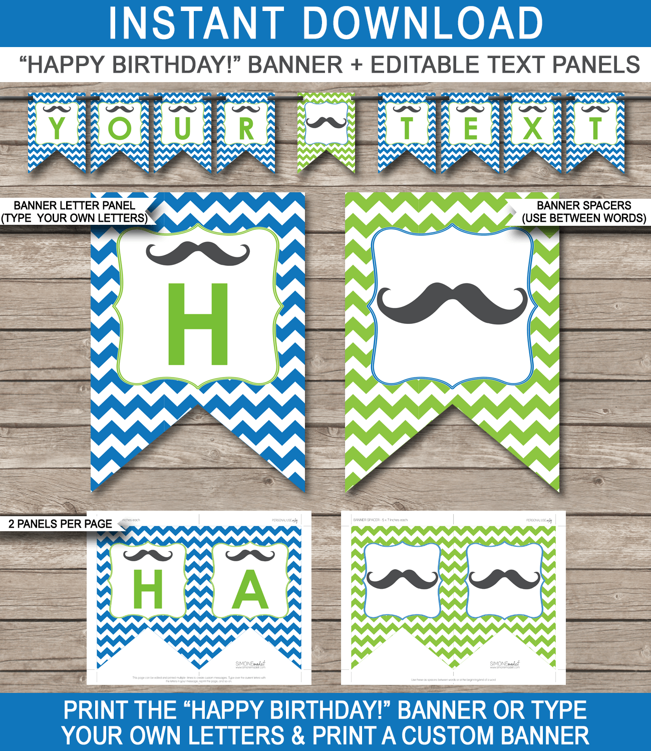 Mustache Party Banner Template Within Diy Party Banner Template
