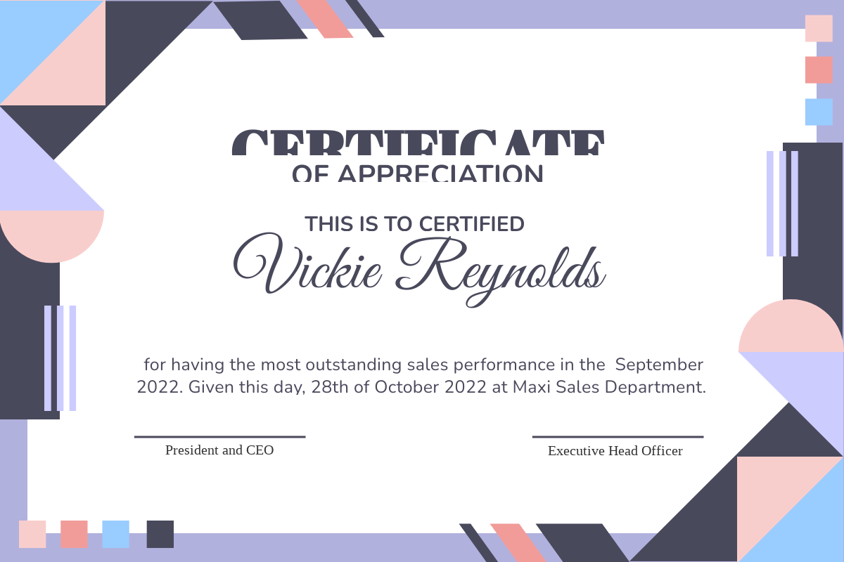 Muti Purpose Certificate Of Appreciation  Certificate Template In Certificates Of Appreciation Template