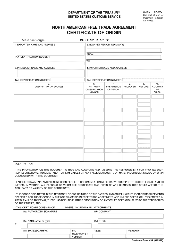 Nafta Certificate Of Origin Pdf - Fill Online, Printable, Fillable  With Nafta Certificate Template