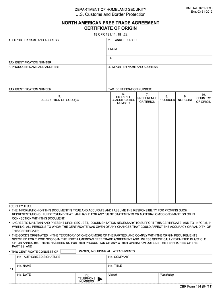 Nafta Certificate Template 10 Form: Fill Out & Sign Online  DocHub Inside Nafta Certificate Template