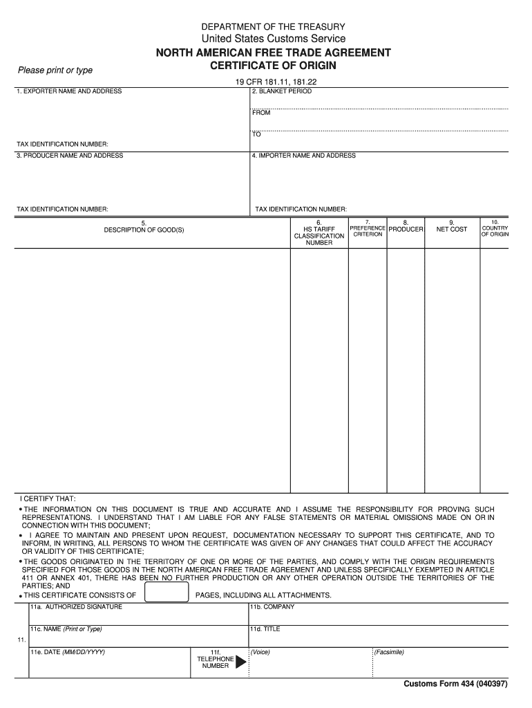 Nafta Form - Fill Online, Printable, Fillable, Blank  pdfFiller Within Nafta Certificate Template