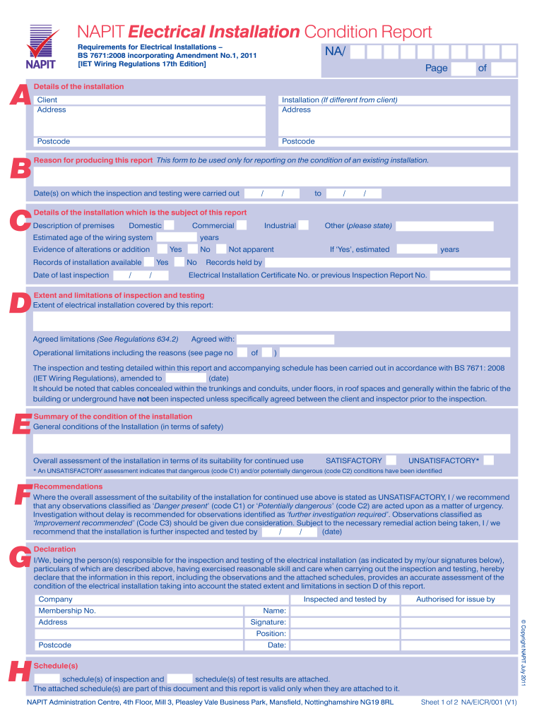 Napit Certificate Download – Fill Online, Printable, Fillable  With Regard To Electrical Installation Test Certificate Template