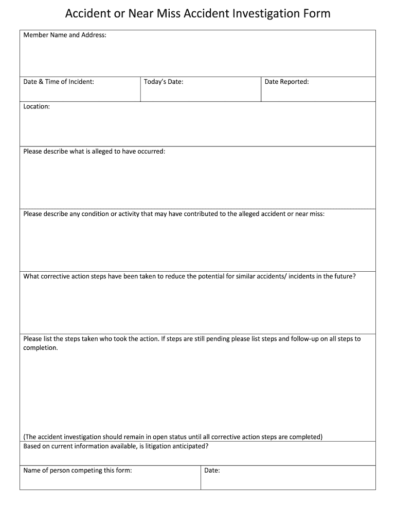 Near Miss Report Template Word - Fill Online, Printable, Fillable  Pertaining To Near Miss Incident Report Template