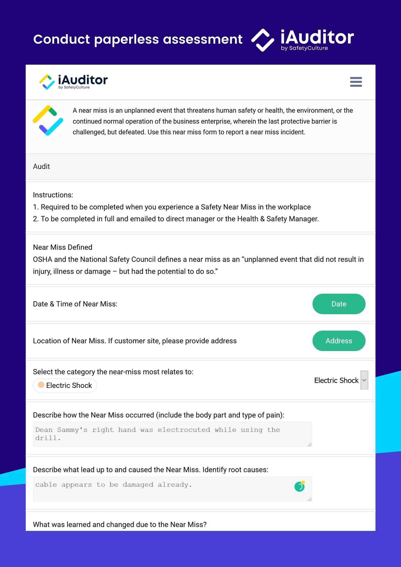 Near Miss Reporting Form  Free PDF Download  SafetyCulture With Regard To Near Miss Incident Report Template