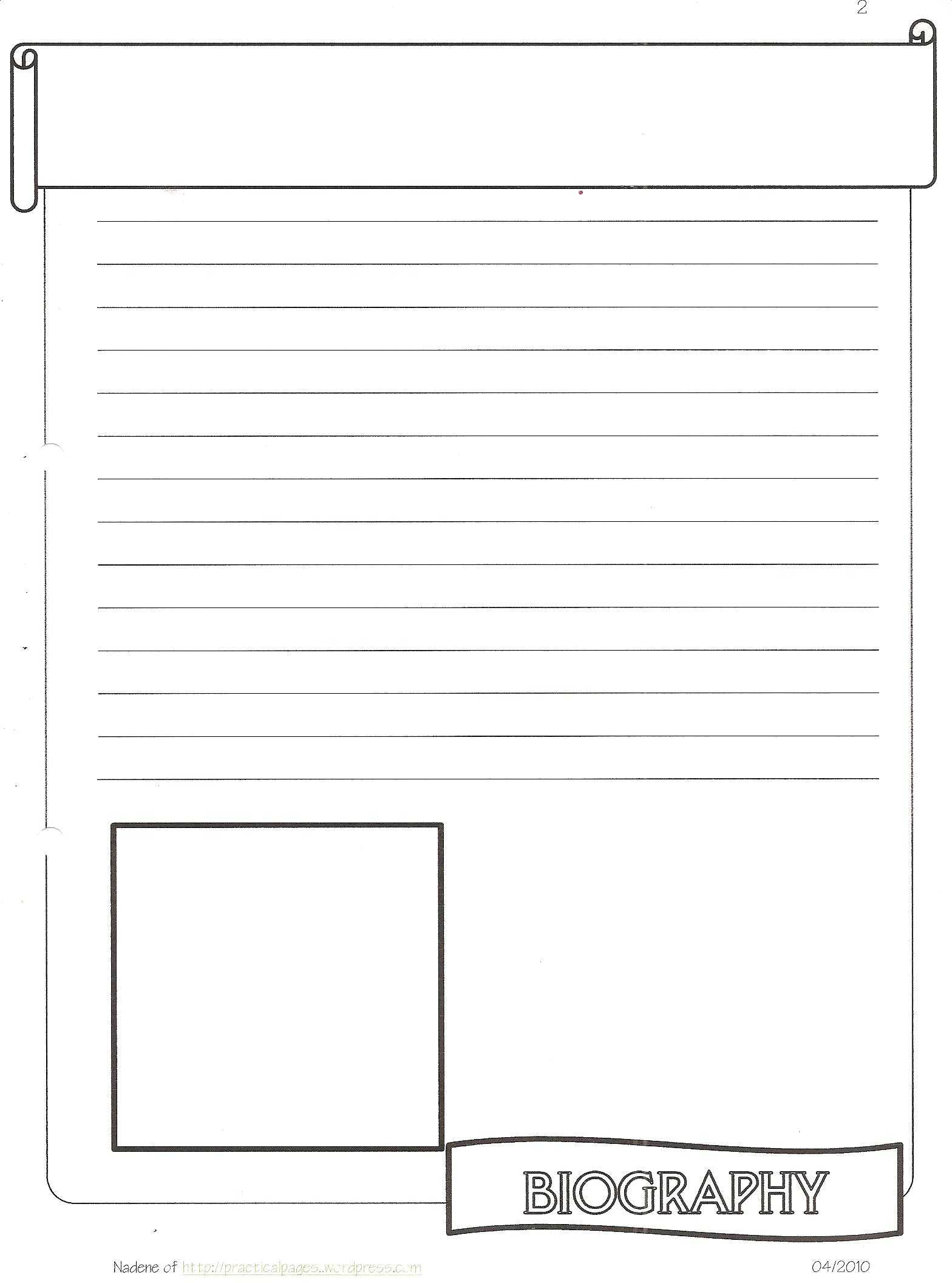 New Biography Notebook Page Templates  Practical Pages Regarding Free Bio Template Fill In Blank