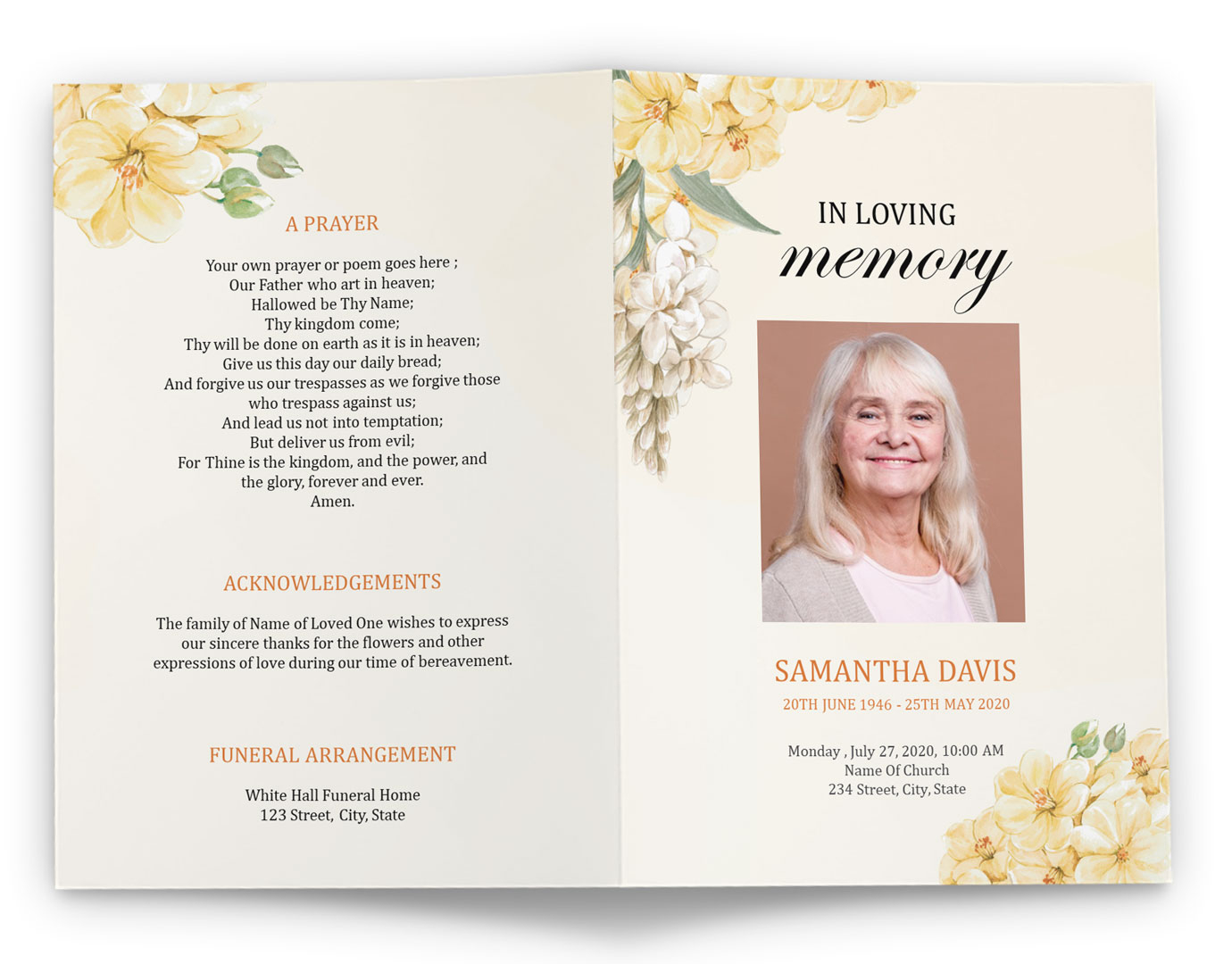 New Funeral Brochure Template For A Custom Funeral Program With Regard To Memorial Brochure Template