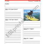 Newspaper Report Template – ESL Worksheet By Zoo10zoo For News Report Template