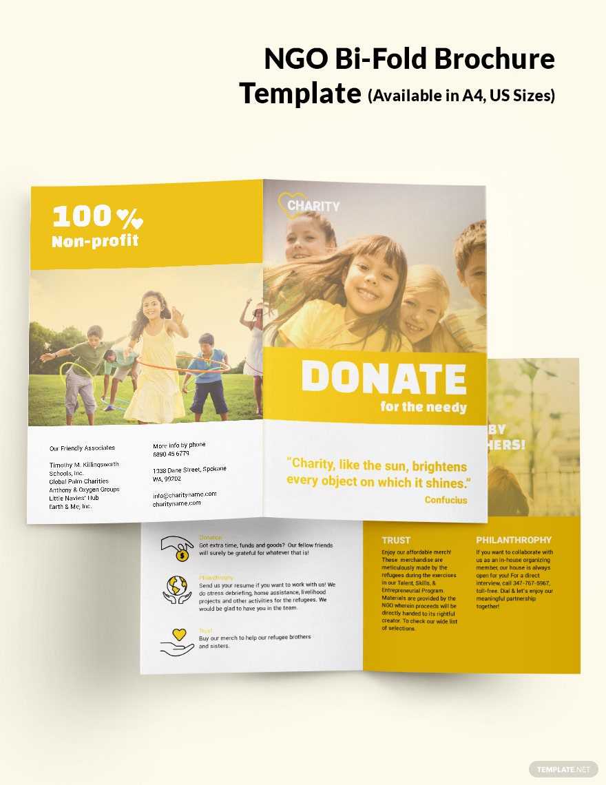 NGO Bi-Fold Brochure Template - Illustrator, InDesign, Word, PSD Regarding Ngo Brochure Templates NGO Bi-Fold Brochure Template - Illustrator, InDesign, Word, PSD Regarding Ngo Brochure Templates