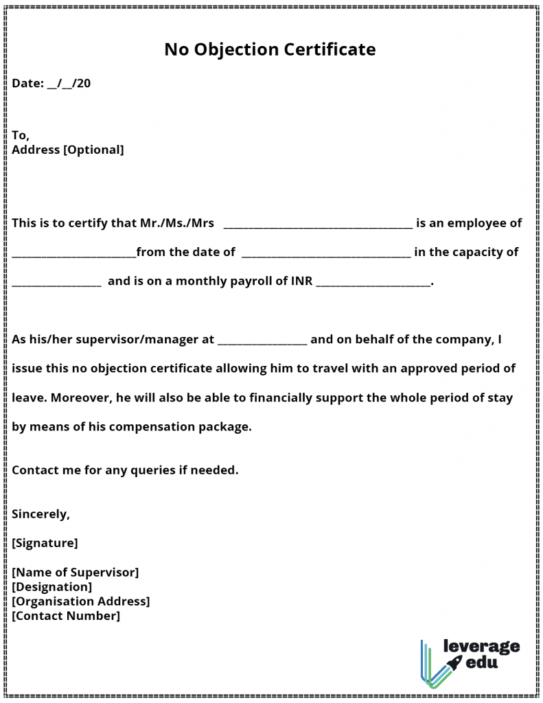 NOC Format, Templates, Samples & Writing Tips  Leverage Edu In Noc Report Template