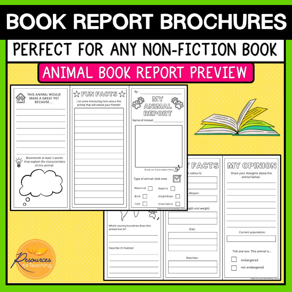 Non-Fiction Book Report Brochure Templates  Resources for  Within Nonfiction Book Report Template