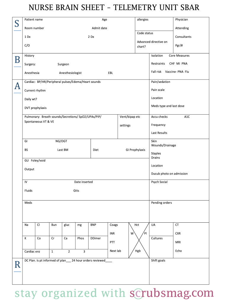 nurse brain sheet editable: Fill out & sign online  DocHub Pertaining To Nursing Report Sheet Template