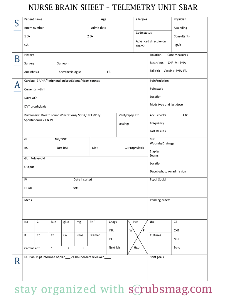 Nurse Brain Sheet Editable: Fill Out & Sign Online  DocHub Pertaining To Nursing Report Sheet Template