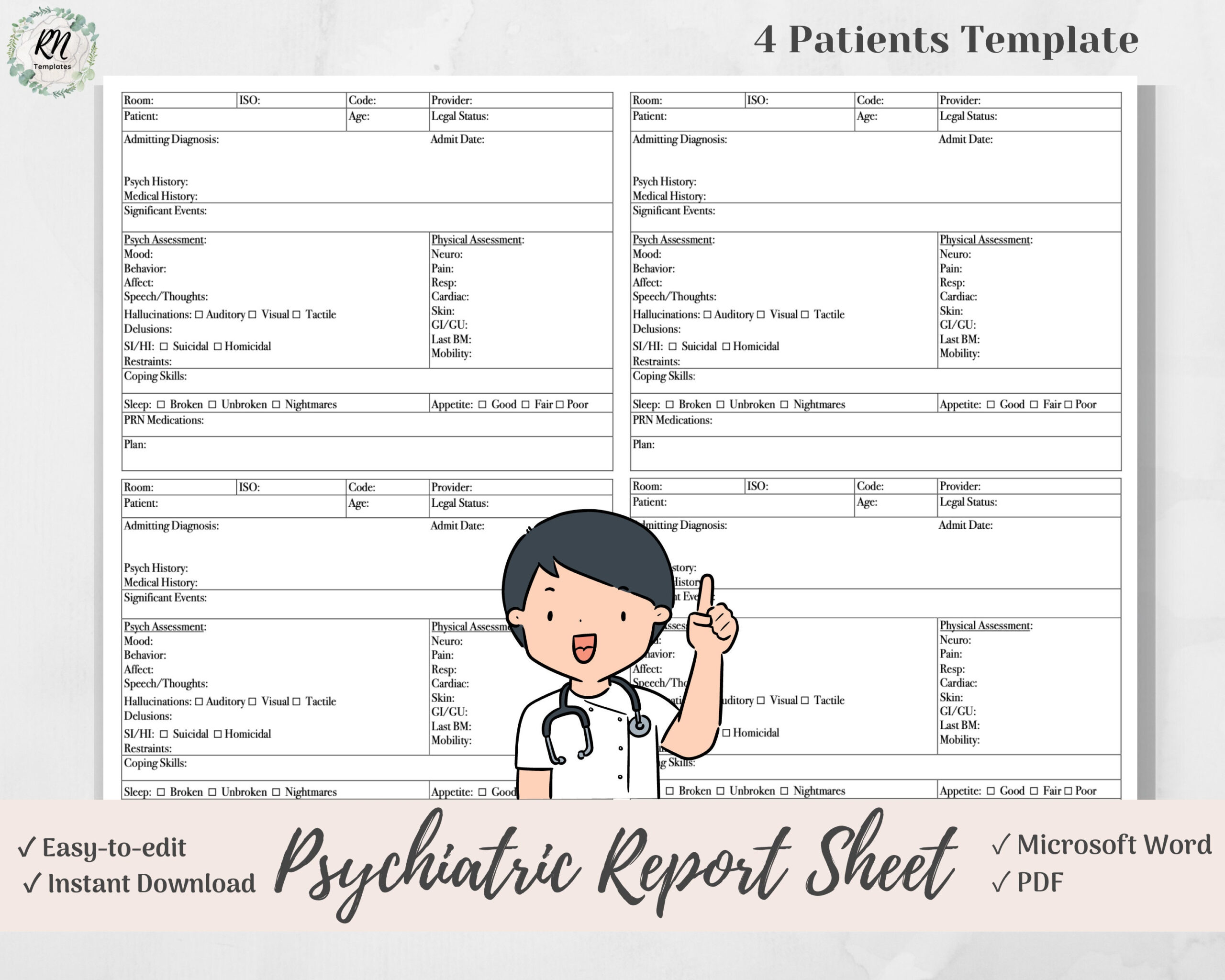 Nurse Report Sheet – Etsy Regarding Nursing Assistant Report Sheet Templates