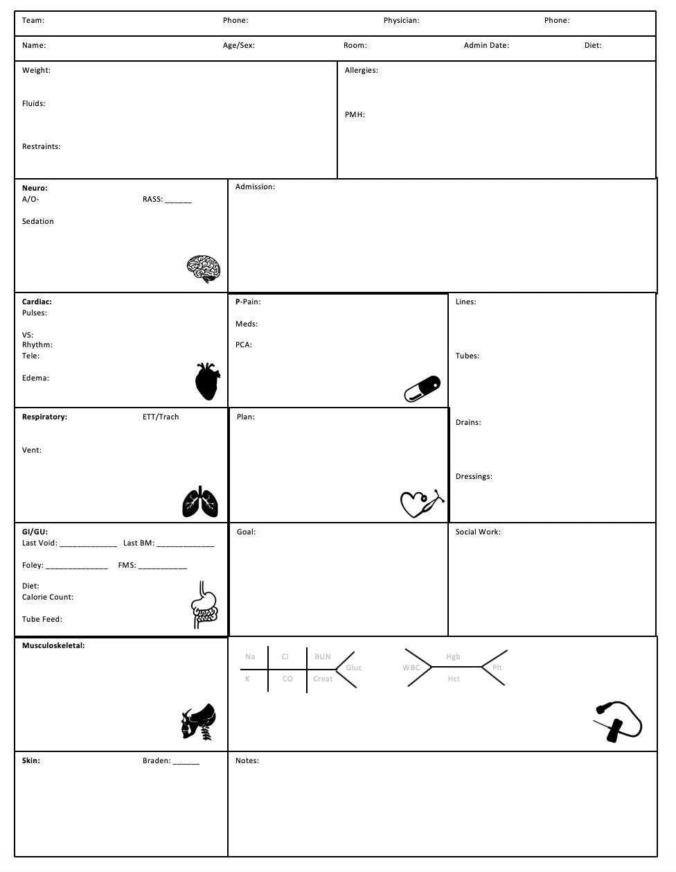 Nursing Report Sheet B In Nursing Report Sheet Templates