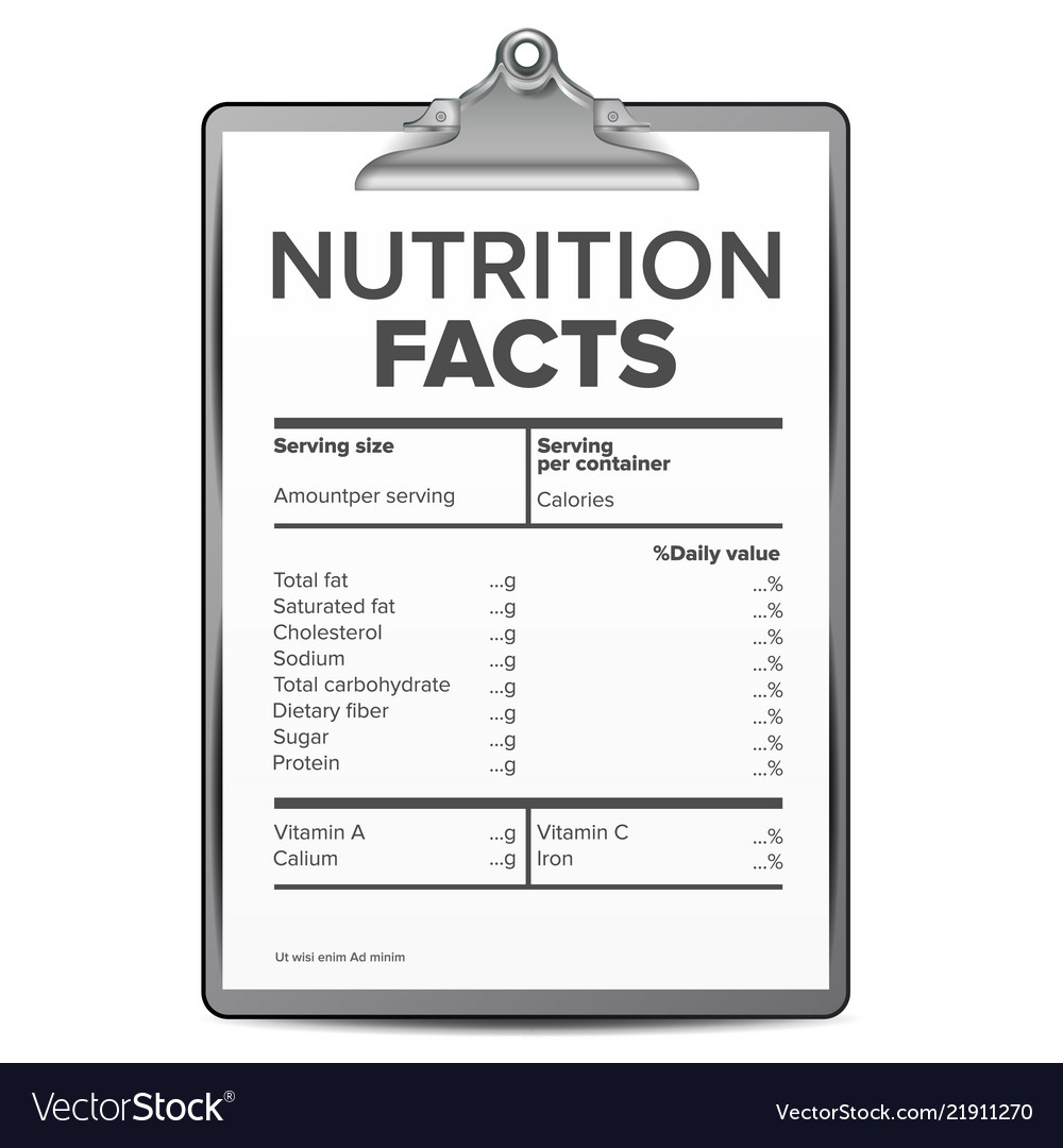 Nutrition Facts Blank Template Diet Royalty Free Vector Inside Blank Food Label Template