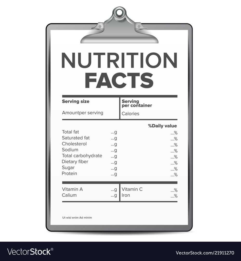 Nutrition facts blank template diet Royalty Free Vector Inside Blank Food Label Template