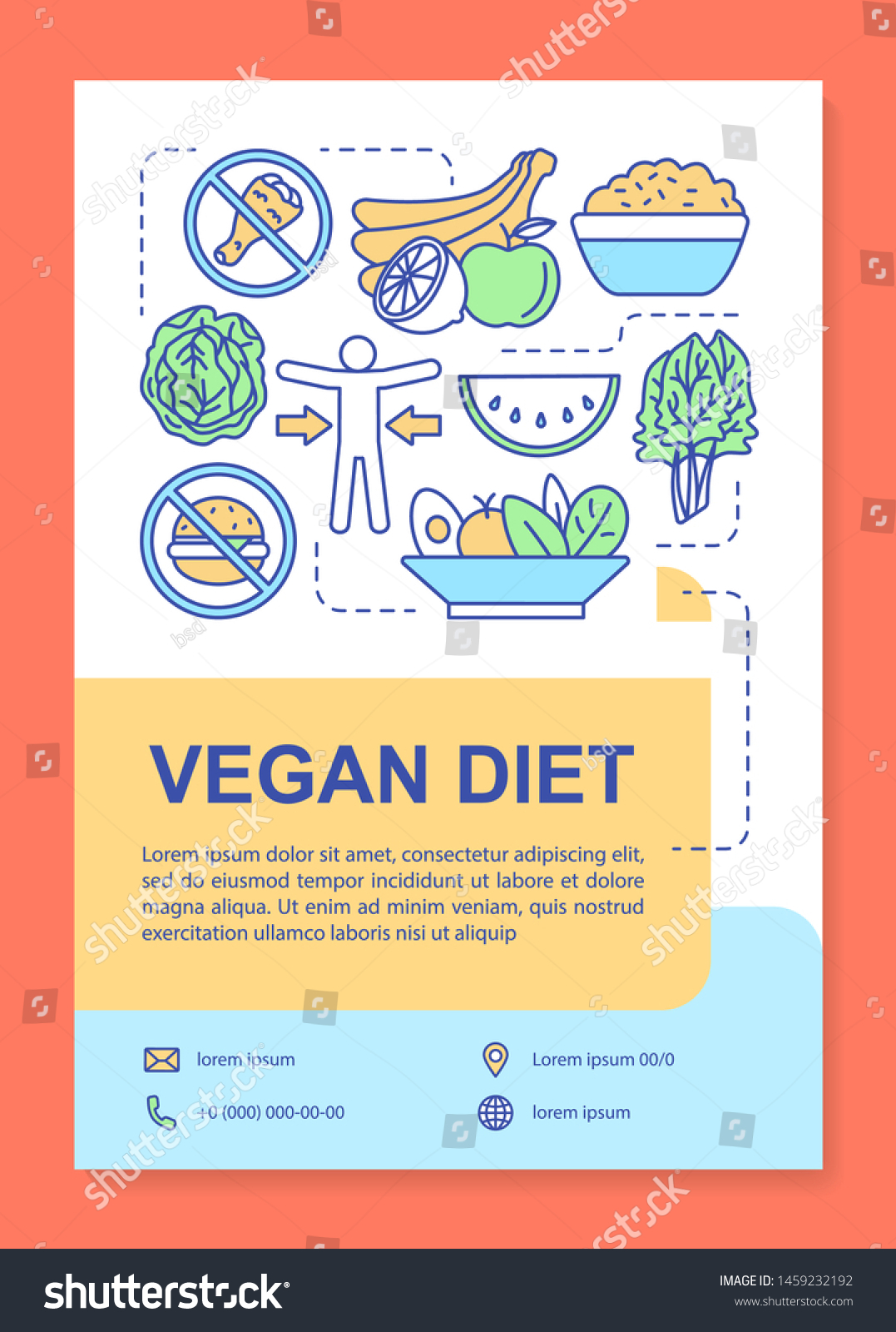 Nutrition Plan Brochure Template Layout Vegan Stock Vector