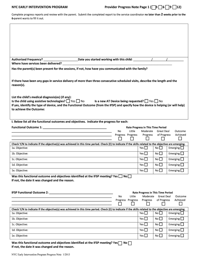 Nyc Early Intervention Progress Report Sample: Fill Out & Sign  In Intervention Report Template
